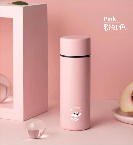 TOMI不鏽鋼迷你口袋杯 粉色 0.12L(含水壺套) 