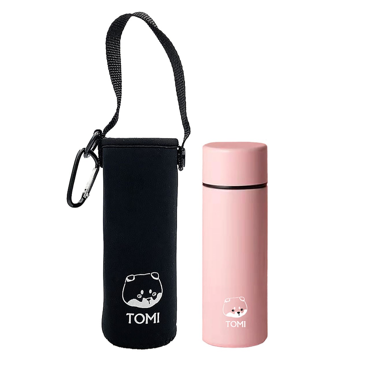 TOMI不鏽鋼迷你口袋杯 粉色 0.12L(含水壺套) 